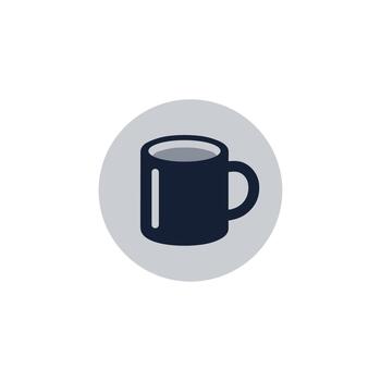 Flat Style Minimalistic Mug with Drink Icon Isolated on Light Background vector