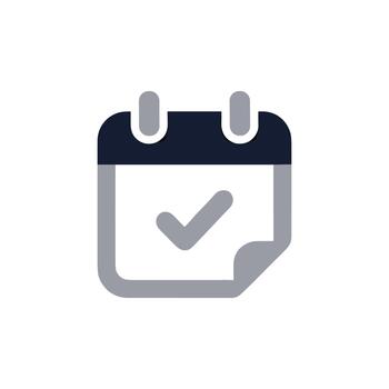 minimalista estilo calendario con marca de verificación para hora administración icono vector