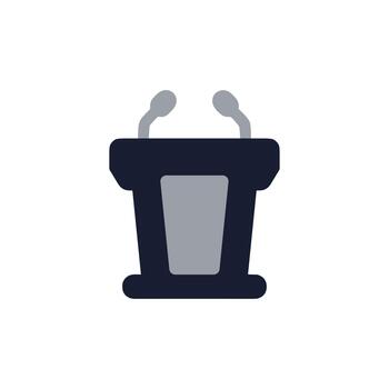 sencillo plano podio aislado con micrófono para Hablando evento icono vector