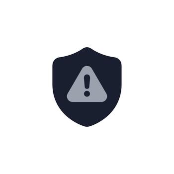 Modern Flat Style Shield with Exclamation Mark Inside Triangle Shape Icon vector