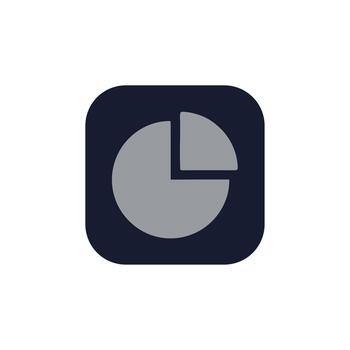 Simple Flat Style Pie Chart Diagram in Rounded Square Icon vector