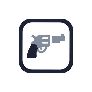 sencillo estilo aislado revólver dentro redondeado cuadrado forma icono diseño vector