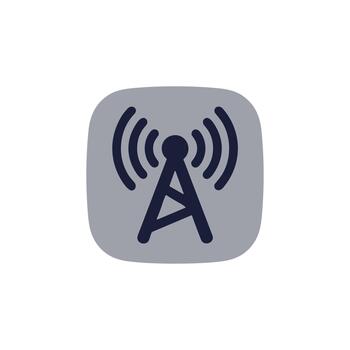 moderno estilo radio torre con señal redondeado cuadrado icono vector