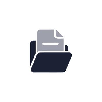 moderno dos tono carpeta con documento dentro sencillo plano icono vector