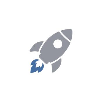 minimalista dos tono cohete lanzamiento puesta en marcha negocio sencillo icono estilo vector