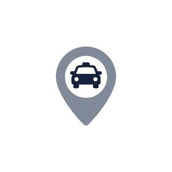 sencillo plano Taxi ubicación alfiler puntero navegación firmar icono vector