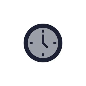 Flat Design Modern Clock Time Icon Symbol Hour Indicator Isolated vector