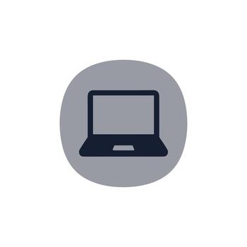 Modern Simple Style Laptop Computer Inside Gray Circle Icon Design vector