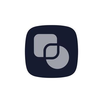 Simple Minimalist Square and Circle Overlap Geometric Shape Icon vector