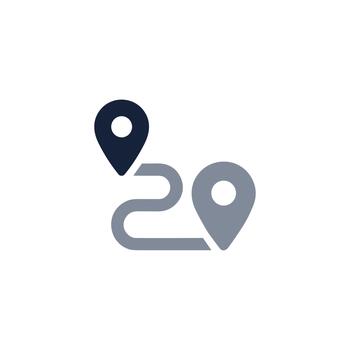Flat Design Navigation Route Between Two Location Pointer Simple Icon vector