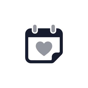 Flat Simple Calendar with Heart Shape Event Icon Design Illustration vector
