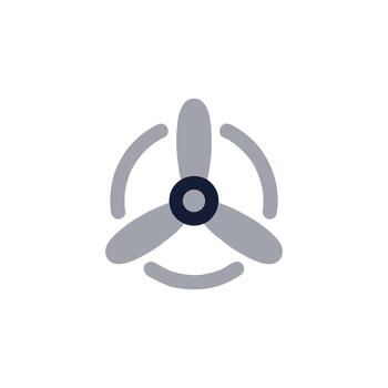 Flat Minimalist Three Blades Rotating Propeller Aircraft Component Icon vector