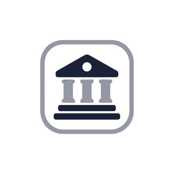 Minimalist Rounded Square Bank Building Institution Structure Element Icon vector