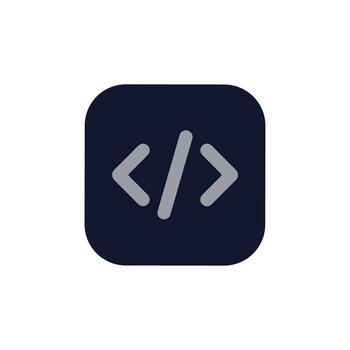 moderno plano estilo código firmar en redondeado cuadrado forma icono vector