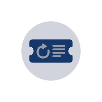 Simple Flat Design Refresh Ticket Icon within a Circular Shape vector