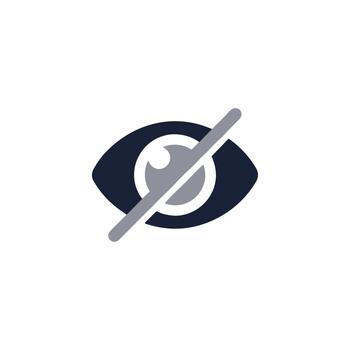 minimalista plano ojo barra oblicua símbolo intimidad ajustes ui elemento vector