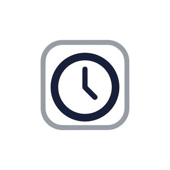 Minimalist Rounded Square Clock Face with Hour and Minute Hands Icon vector