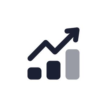 Modern Style Simple Bar Graph with Upward Arrow Icon Representing Growth vector