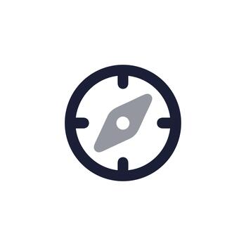 Simple Outline Circle Compass Direction Navigation Minimalist Line Icon vector