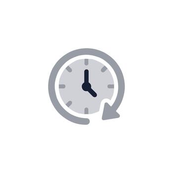 Flat Rounded Clockwise Clock Arrow Time Management Schedule Icon Symbol vector