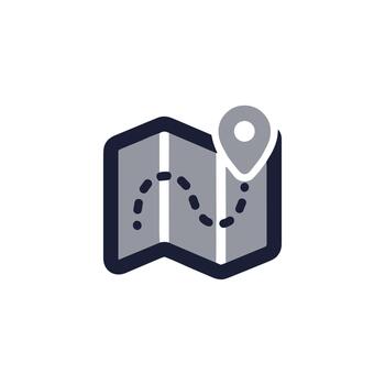 Modern Line Style Detailed Route Map with Location Pin Navigation Icon vector
