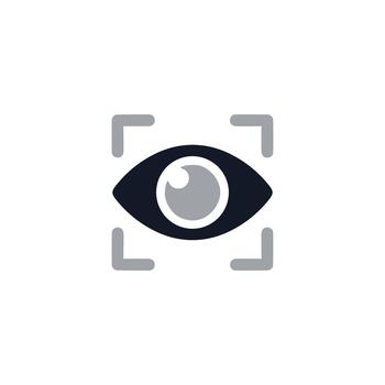 Minimalist Flat Style Eye Scan Icon with Target Square Shape Element vector