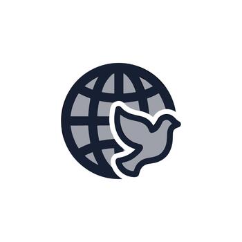 Modern Outline Simple Dove on Globe Icon, Promoting Peace and Unity vector