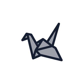 plano estilo origami grua icono con negrita contorno para aplicación y web vector