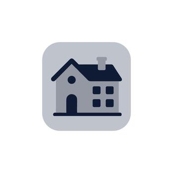 Modern Flat House Icon with Rounded Edges in a Square Shape vector