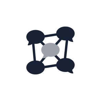 plano sencillo comunicación red con habla burbuja nodo icono diseño vector