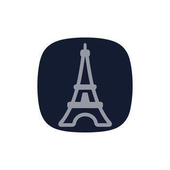 Modern Simple Silhouette Eiffel Tower Icon on Dark Rounded Square vector