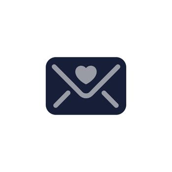 Flat Simple Envelope with Heart Detail Message Notification Icon vector