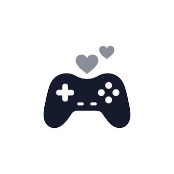 Minimalist Game Controller with Heart Shape Floating Up Icon Design vector