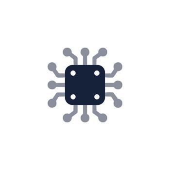 plano diseño aislado computadora chip microprocesador tecnología hardware ilustración vector