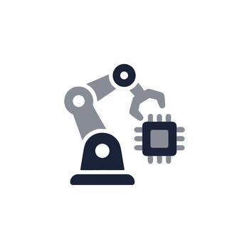 plano ilustración robótico brazo participación pastilla procesador símbolo tecnología concepto vector