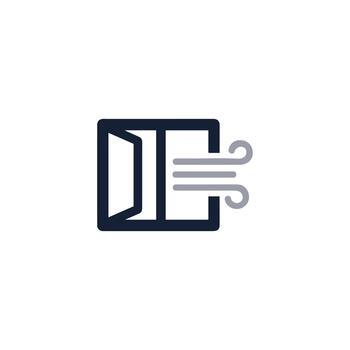 minimalista línea Arte abierto ventana brisa símbolo ambiente icono diseño vector