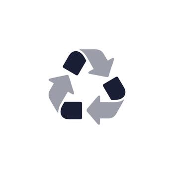 sencillo plano triángulo flecha reciclar símbolo icono con redondeado bordes vector