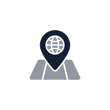 plano diseño globo mapa alfiler ubicación puntero navegación icono vector