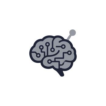 Modern Flat Design Brain Circuit Connection Digital Idea Innovation Icon vector