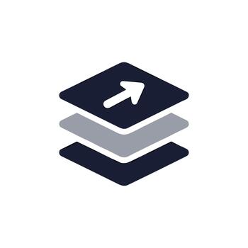 Simple Flat Style Layer Stack with Arrow Sign Shape Icon vector