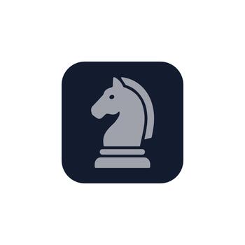 Simple Flat Chess Knight Icon Inside Rounded Square Shape Design vector