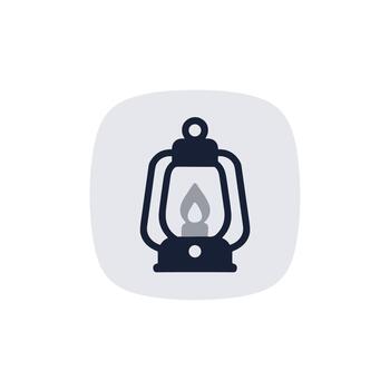 sencillo plano estilo linterna con fuego icono en redondeado cuadrado forma vector