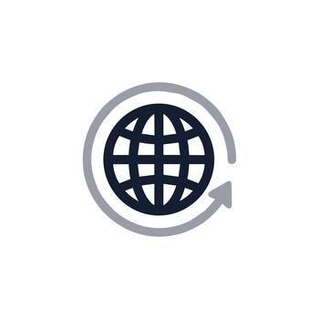 moderno plano globo flecha rotación circulación lazo concepto ilustración vector