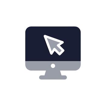 sencillo plano diseño computadora monitor con flecha cursor icono símbolo vector