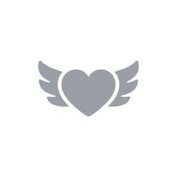 Flat Simple Heart with Wings Shape Symbol Graphic Element Icon vector