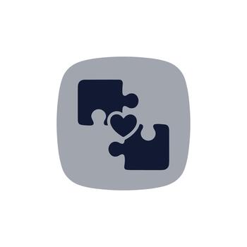 Simple Flat Jigsaw Puzzle Heart Connection Relationship Conceptual Element vector