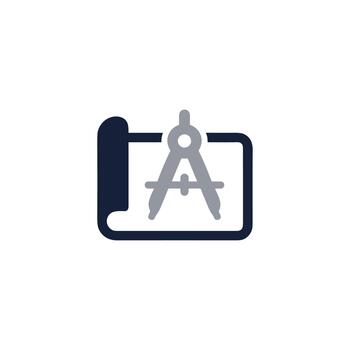 sencillo plano Plano con Brújula icono para arquitectura diseño vector