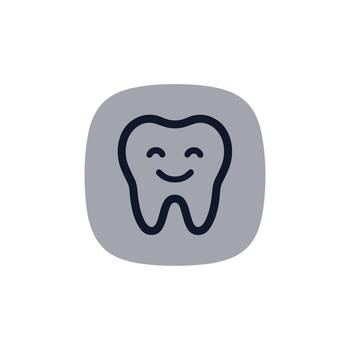 linda sencillo contorno sonriente diente dibujos animados icono en suave redondeado cuadrado vector