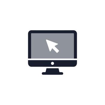 plano diseño moderno computadora pantalla cursor puntero digital dispositivo icono vector