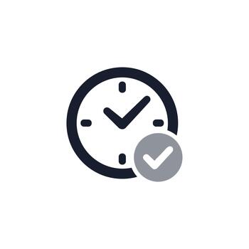 sencillo contorno reloj con marca de verificación icono diseño para hora administración vector